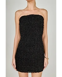 endless rose Women's Smocking detail tube mini dress