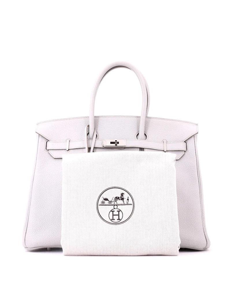Pre-Owned HERMES Birkin 35 Handbag Grey Clemence with Palladium Hardware