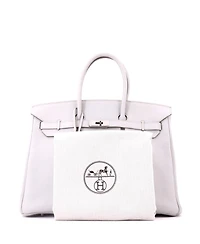 Pre-Owned HERMES Birkin 35 Handbag Grey Clemence with Palladium Hardware