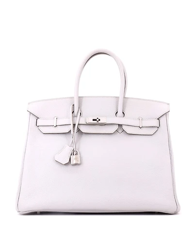 Pre-Owned HERMES Birkin 35 Handbag Grey Clemence with Palladium Hardware