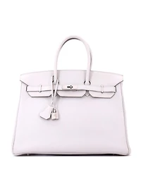 Pre-Owned HERMES Birkin 35 Handbag Grey Clemence with Palladium Hardware