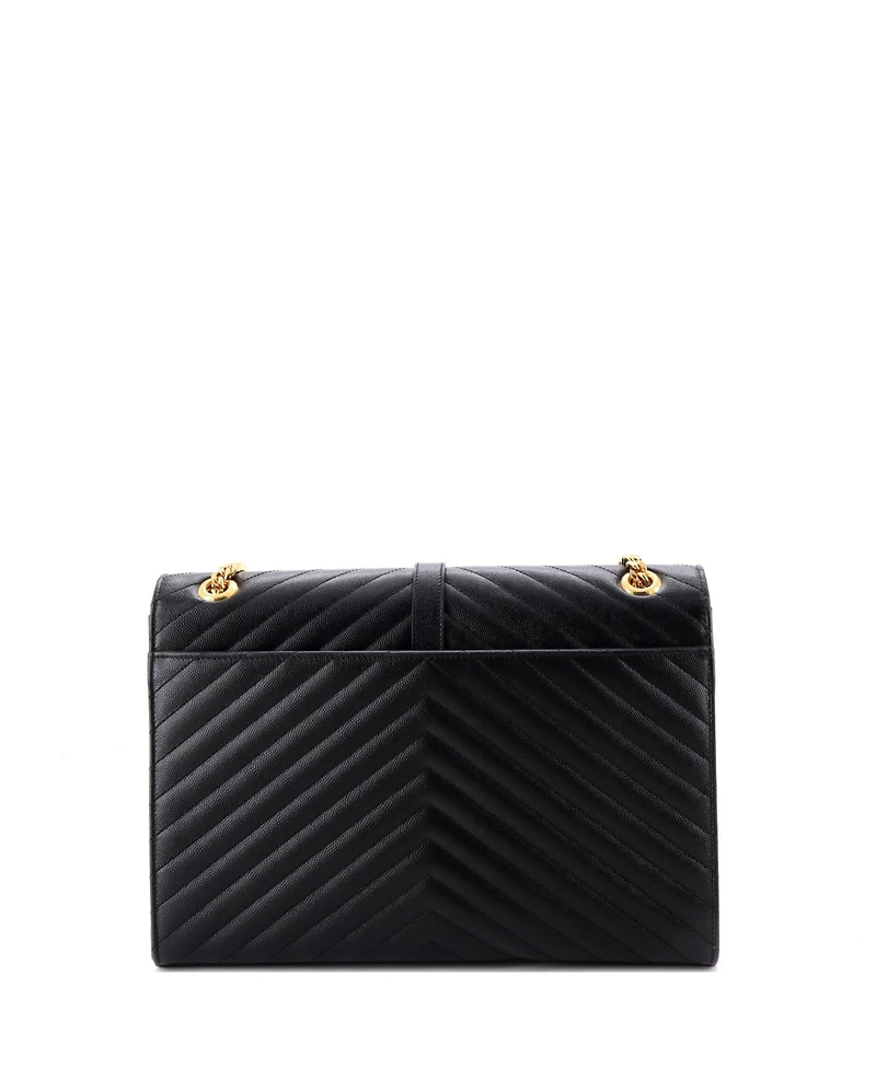 Pre-Owned Saint Laurent Large Classic Monogram Envelope Satchel Matelasse Chevron Leather