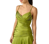 Adrianna Women's Strech V-Neck Satin Dress