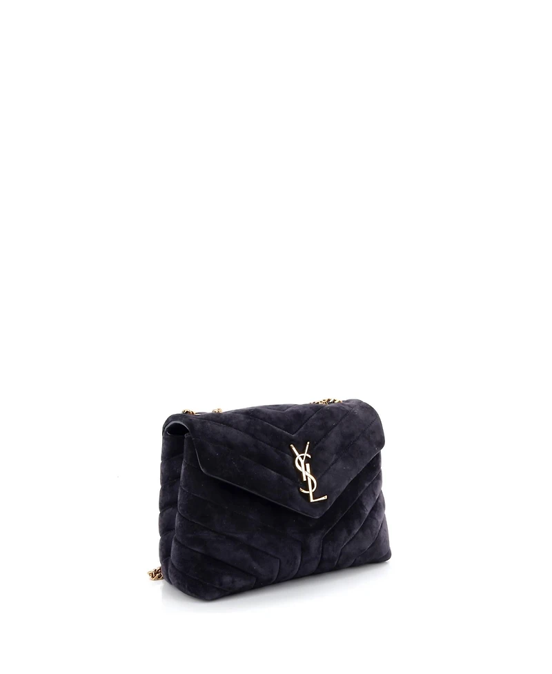 Pre-Owned Saint Laurent Small Loulou Shoulder Bag Matelasse Chevron Suede