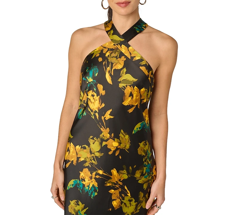 Adrianna Women's Halter Satin Long Dress