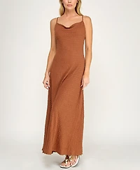 Trixxi Juniors' Sleeveless Cowl Neck Maxi Dress