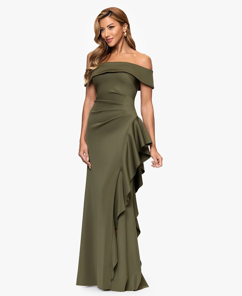 Xscape Petite Off The Shoulder Sleeveless Dress