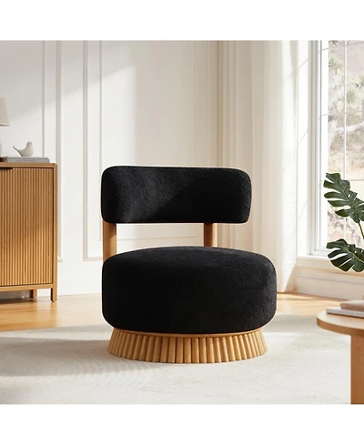 Rainsken Modern Farmhouse Accent Chair - Wooden Base Featuring Thatched Roof Rod Design, Cozy Upholstered Chair for Living Room or Bedroom