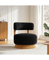 Rainsken Modern Farmhouse Accent Chair - Wooden Base Featuring Thatched Roof Rod Design, Cozy Upholstered Chair for Living Room or Bedroom