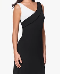 B&A By Betsy and Adam Women's Techno Scuba V-Neck Gown