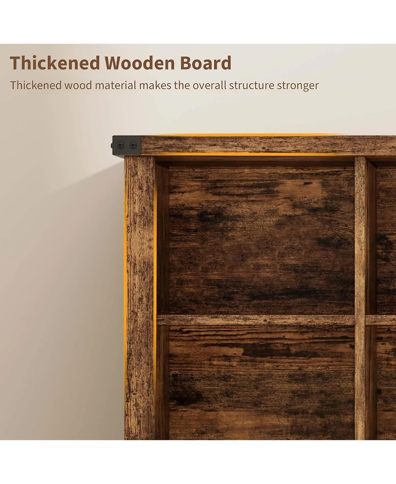 gaomon 8-Cube Rustic Farmhouse Horizontal Wooden Bookshelf, 2-Tier Long Freestanding Organizer