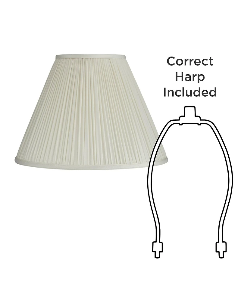Springcrest Set of 2 Pleated Empire Lamp Shades Medium 7" Top x 16" Bottom x 11.25" High Spider with Harp and Finial Fitting