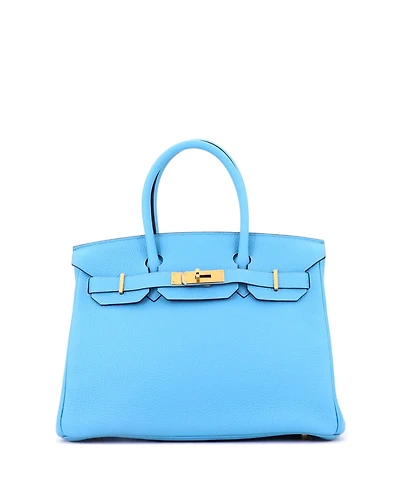 Pre-Owned HERMES Birkin 30 Handbag Blue Togo with Gold Hardware