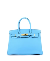 Pre-Owned HERMES Birkin 30 Handbag Blue Togo with Gold Hardware
