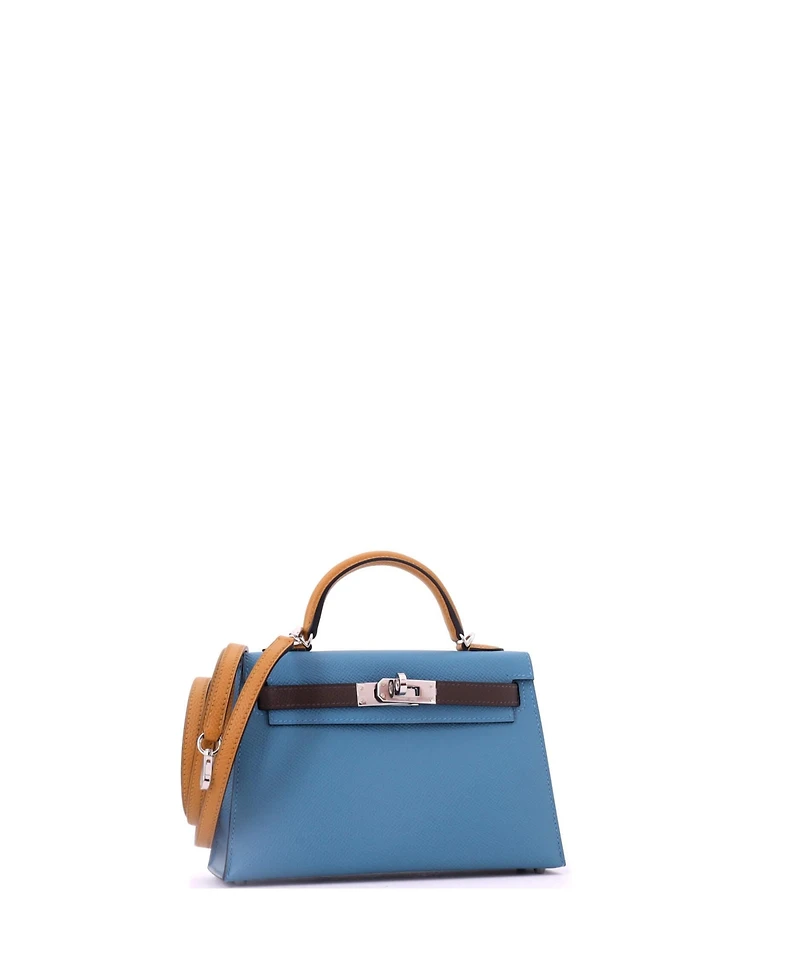 Pre-Owned HERMES Kelly 20 Handbag Tricolor Epsom with Palladium Hardware