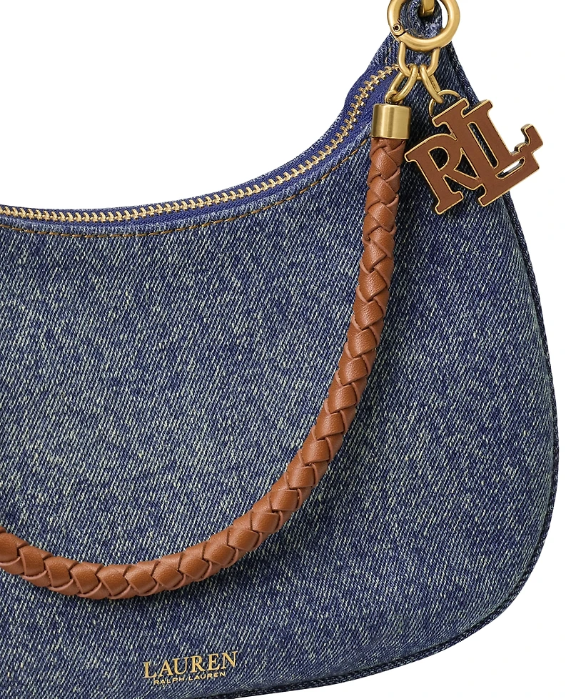 Lauren Ralph Lauren Denim Small Marcy Zip-Top Shoulder Handbag