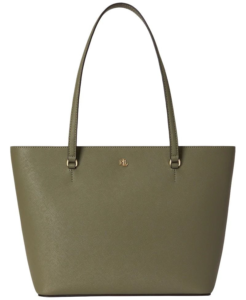Lauren Ralph Crosshatch Leather Medium Karly Shopper Tote