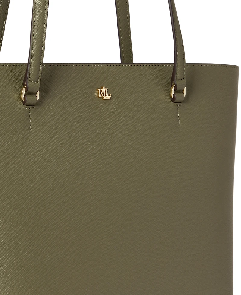 Lauren Ralph Crosshatch Leather Medium Karly Shopper Tote