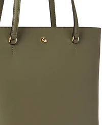 Lauren Ralph Crosshatch Leather Medium Karly Shopper Tote