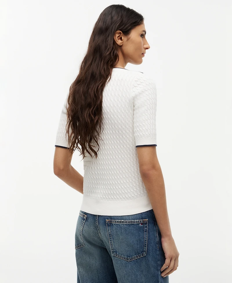 Tommy Hilfiger Women's Boat Neck Short-Sleeve Cotton Sweater