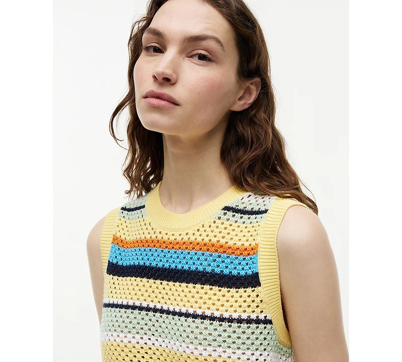 Tommy Hilfiger Women's Cotton Crochet Sleeveless Sweater