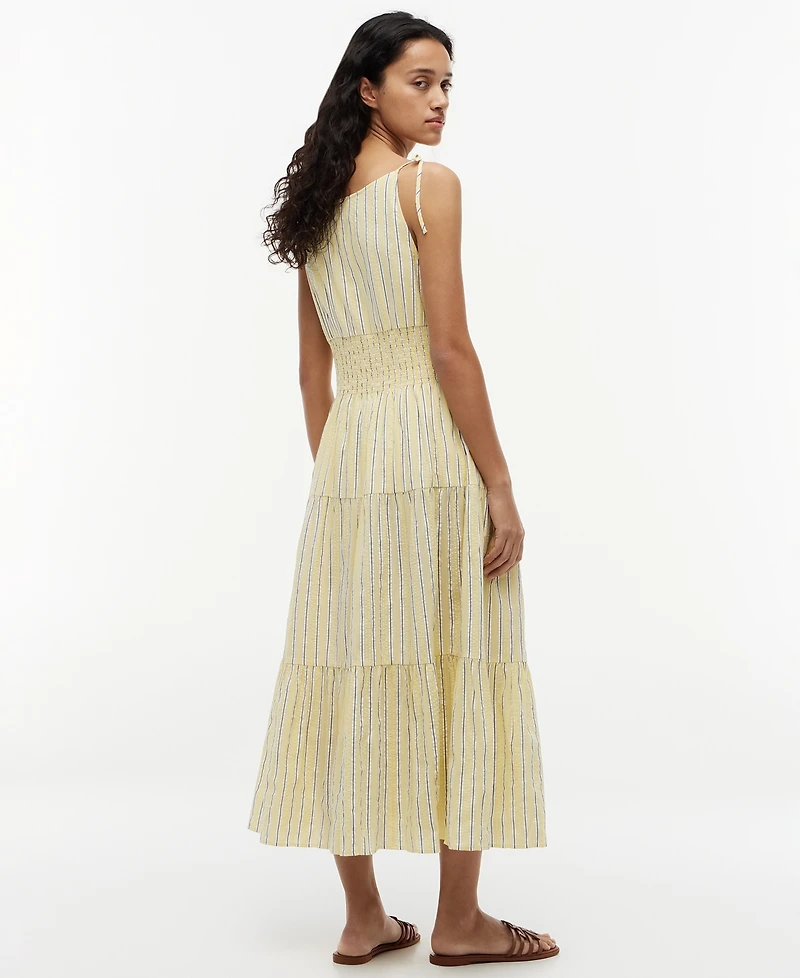 Tommy Hilfiger Women's Smocked Tie-Detail Sleeveless Midi Dress
