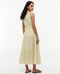 Tommy Hilfiger Women's Smocked Tie-Detail Sleeveless Midi Dress