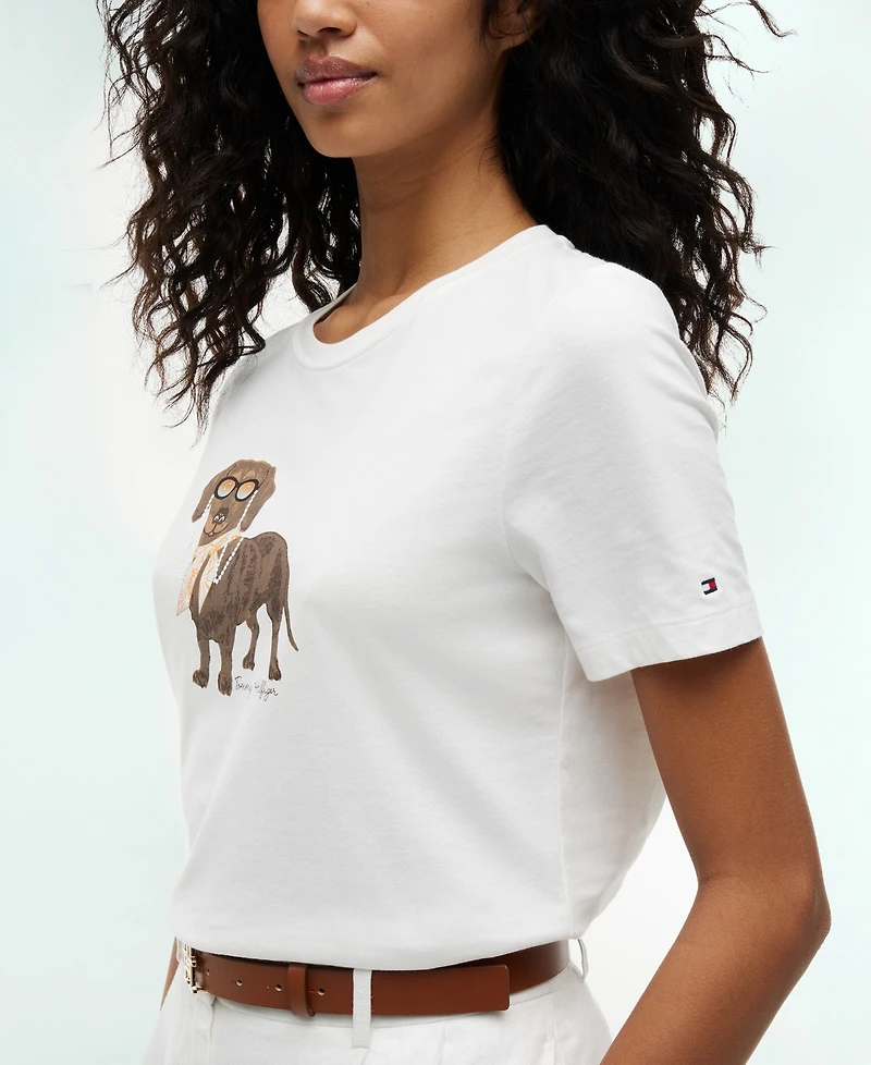Tommy Hilfiger Women's Dog Graphic Crewneck T-Shirt