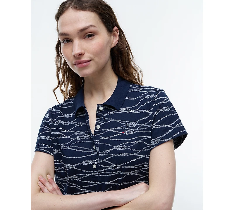 Tommy Hilfiger Women's Classic Pique Printed Short-Sleeve Polo Top