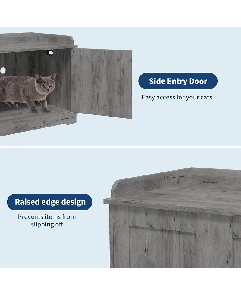 gaomon Cat Litter Box Enclosure Hidden Litter Box Cabinet with Wooden Barn Door, End Table Style Indoor Cat House Fits Most Litter Boxes