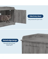 gaomon Cat Litter Box Enclosure Hidden Litter Box Cabinet with Wooden Barn Door, End Table Style Indoor Cat House Fits Most Litter Boxes