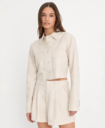 Good American Women's Button-Front Cropped Jacket