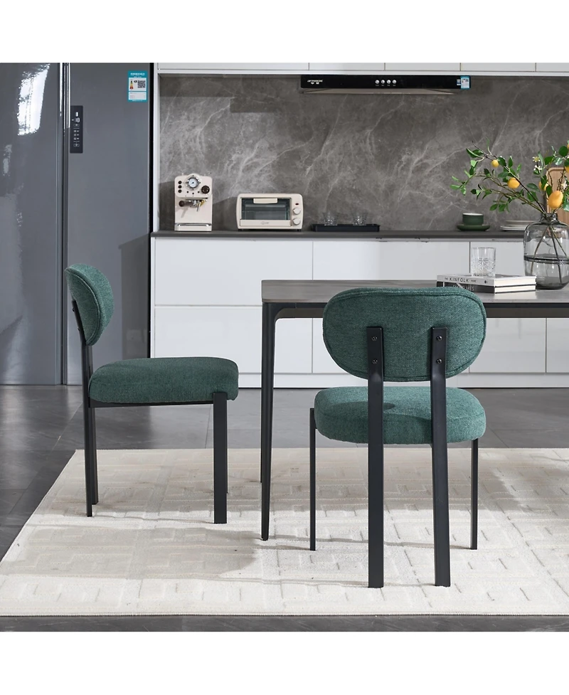 Boyel Living Modern Dining Room Chairs Set of 2 Mid Century Upholstered Boucle Kitchen Metal Legs