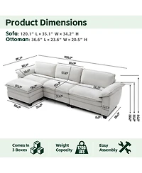 Rainsken L-Shaped Sectional Sofa with Ottoman