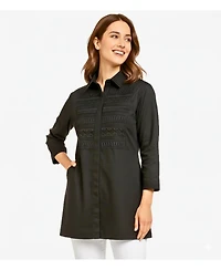 Stella Carakasi Women's Cotton Poplin Button-Front Unique Handmade Bib Pitch Perfect Tunic