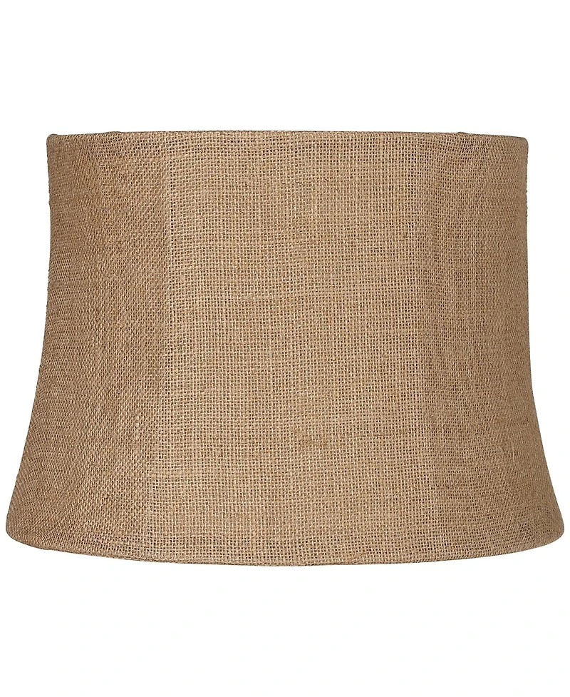 Springcrest Set of 2 Softback Drum Lamp Shades Natural Burlap Medium 12" Top x 14" Bottom x 10" High Spider Harp Finial Fitting