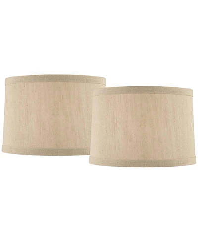 Springcrest Set of 2 Drum Lamp Shades Taupe Medium 15" Top x 16" Bottom x 11" High Spider with Replacement Harp and Finial Fitting