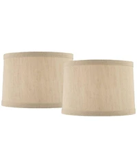 Springcrest Set of 2 Drum Lamp Shades Taupe Medium 15" Top x 16" Bottom x 11" High Spider with Replacement Harp and Finial Fitting