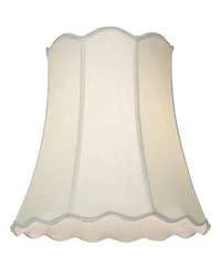 Springcrest Imperial Shade Set of 2 Scallop Bell Lamp Shades Cream White Large 12" Top x 18" Bottom x 17.5" High Spider Harp Finial Fitting