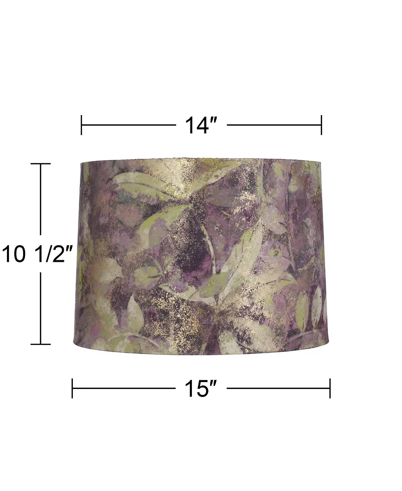 Springcrest 14" Top x 15" Bottom x 10 1/2" High x 10 1/2" Slant Print Lamp Shade Replacement Leaf Velvet Spider Harp Finial