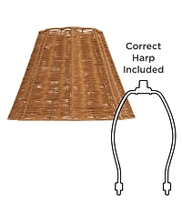 Springcrest 8" Top x 16" Bottom x 11" High x 11" Slant Lamp Shade Replacement Medium Rattan Spider Harp Finial