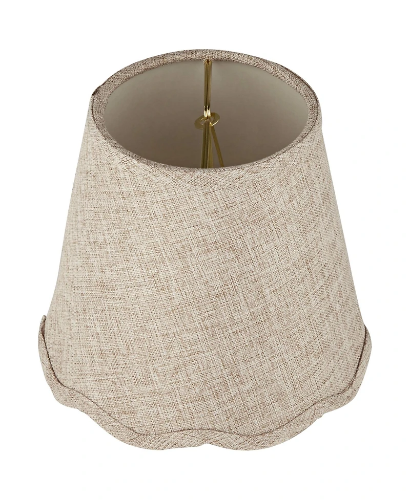 Springcrest 4" Top x 6" Bottom x 5 1/2" High x 5 1/2" Slant Lamp Shade Replacement Set of Fawn Scalloped Clip On Candelabra