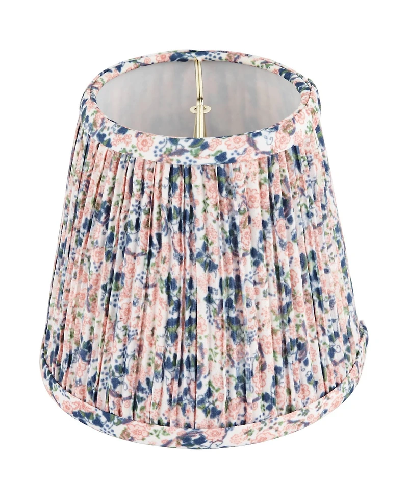 Springcrest " Top x 6" Bottom x 5 1/2" High x 5 1/2" Slant Print Lamp Shade Replacement Set of Shirred Pleated Clip On