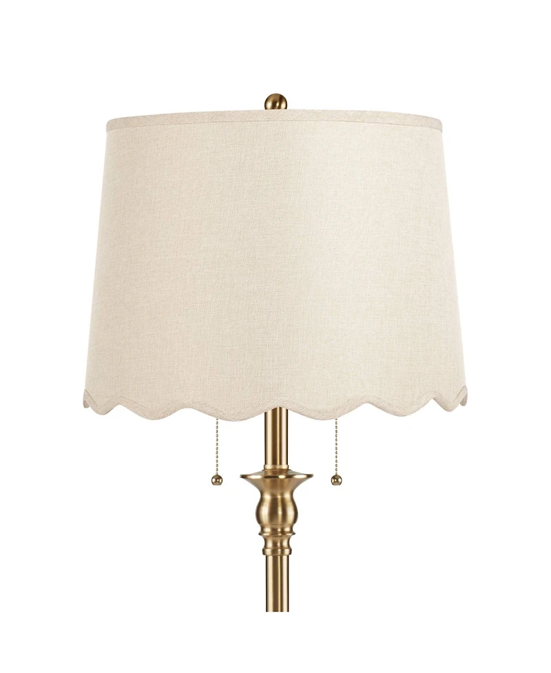 360 Lighting Dyna Antique Brass Floor Lamp with Scallop Shade