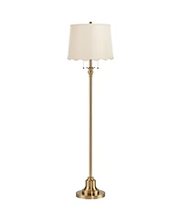 360 Lighting Dyna Antique Brass Floor Lamp with Scallop Shade