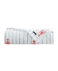 Nautica Lobster Watercolor Stripes Plush Blanket