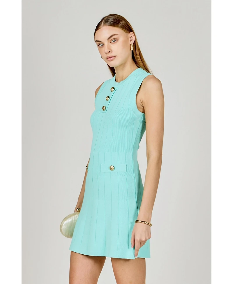 Women's Shank Button Knit Mini Dress