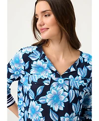 Olsen Women's Split Neck Floral T-Shirt