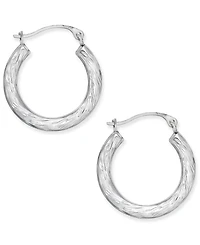 Patterned Hoop Earrings in 10k White Gold