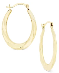 Oval Swirl Hoop Earrings in 10k Gold